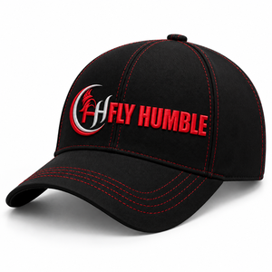Casquette de baseball brodée Black Fly Humble Letter, surpiqûres rouges, en sergé de coton, style Dad Hat, réglable, unisexe - Product Image 2