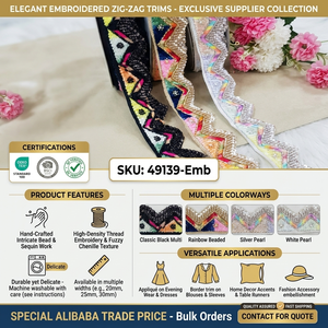 Cordones Bordados con Diseño en Zig Zag para Prendas de Moda, Adornos Decorativos, Suministro al por Mayor de Calidad de Exportación Hoy - Product Image 6