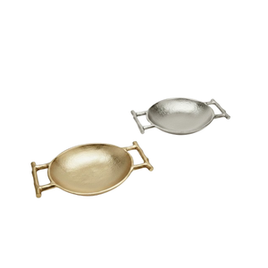 Plateau de service moderne en aluminium doré antique avec poignée, vaisselle, plateau de service pour le thé et le café, pour la maison et les restaurants - Product Image 1