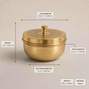 Pot de rangement artisanal en laiton SHUBHAM avec couvercle en métal, finition martelée, design vintage, qualité alimentaire pour la cuisine - Fruits secs, noix, bonbons - Product Image 4