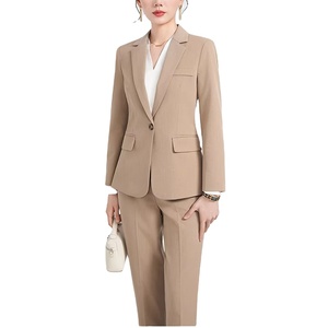 Costume professionnel sur mesure pour femme, blazer long de couleur unie, deux pièces, à bouton unique, respirant, viscose et polyester - Product Image 5