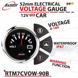 Medidor de voltaje eléctrico de 52mm y 7 colores, 8-18V, negro, resistente al agua, IP67, función de advertencia, 12V, taza de montaje marina para yate de coche - Product Image 3