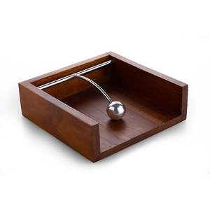 Moderno Porta Servilletas de Madera Maciza con Barra de Presión de Acero Inoxidable, Porta Servilletas Cuadrado Decorativo de Madera para Restaurante y Hogar - Product Image 5