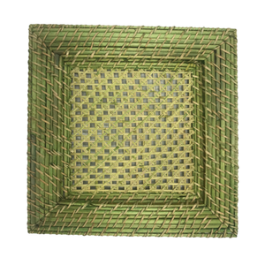 Assiette de présentation alimentaire en rotin, design floral, écologique, rond, fait main - Product Image 6
