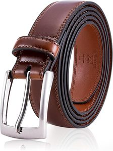 Men's High Quality Cow Hide <b>Striped</b> Lightweight Casual Belt Alloy Western Buckle Double Stitched 2.5cm Width Customizable Length - Product Image 4