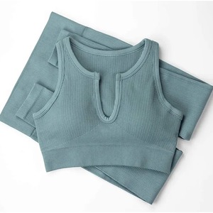 Ensemble de yoga pour femme tendance 2026, nouvelle collection, respirant, léger, 2 pièces, sans manches, taille ajustée, avec logo personnalisé - Product Image 5