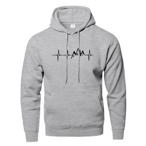 Sudadera con Capucha para Hombre al por Mayor, con Estampado de Latido de Corazón de Montaña, Ajuste Regular, Ropa Casual, Jersey de Algodón Tejido para Otoño - Product Image 3