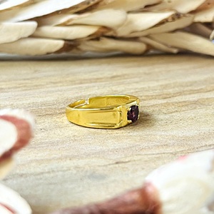 Latest Design <b>Garnet</b> Gold <b>Ring</b> Minimalist Brass <b>Rings</b> For Men 18k Plated Geometric Signet Statement Jewelry Wholesale/OEM/ODM - Product Image 4