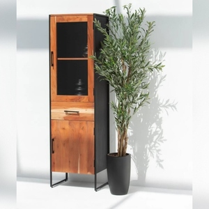 Armoire industrielle 2 portes Vandana Merino Aureo – Design moderne en métal et bois pour rangement - Product Image 6