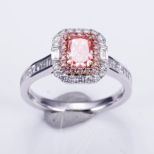 Fantastic Pink Radiant Cut 0.65 CT Lab Diamond IGI Certificate Engagement Jewelry Solid Gold 18K solid Gold Rings - Product Image 1