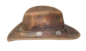 Wholesale Genuine Leather Cowboy <b>Hats</b> <b>Western</b> Ranch Brown Cowhide <b>Hat</b> with Metal Conchos Unisex Cowboy <b>Hats</b> - Product Image 2