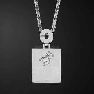 Hip Hop Iced Out Square personalizado foto colgante Corazón Roto recuerdo colgante para hombres mujeres medallón joyería - Product Image 4