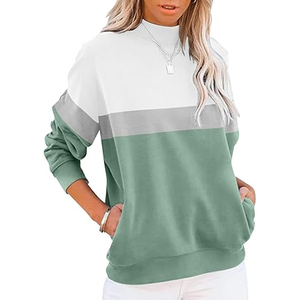 Wholesale Women's Casual Long Sleeve Crewneck Sweatshirts Loose Fit Pullover Pockets Mock Neck Winter Front - Product Image 1