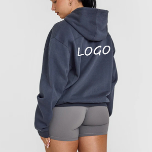 Sweat à capuche surdimensionné pour femme avec épaules tombantes, broderie personnalisée, pull d'automne, articles en gros à prix abordable - Product Image 4