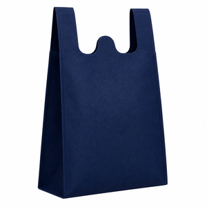 Sac fourre-tout bleu marine premium non tissé à découpe en W, robuste et réutilisable pour courses, emballage alimentaire, motif léopard, vente en gros directe usine - Product Image 3