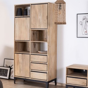 Vandana Royal Comfort designer <b>bookcase</b> in mango wood with <b>black</b> trim - Product Image 4