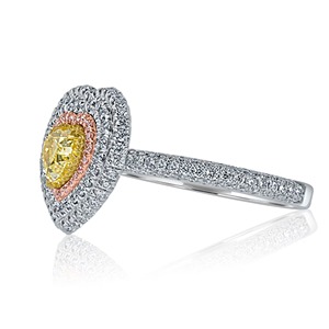 Anillo de Diseño Moderno con Corte de Corazón y Halo de Diamantes Amarillos Cultivados en Laboratorio en Oro Blanco de 14K para Mujer, Certificado VVS+ - Product Image 5