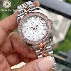 Reloj de Lujo Charm_Jewells de Acero Inoxidable con Caja Redonda de 36 mm, Cuarzo Analógico, Bisel con Diamantes, Moda Femenina - Product Image 6