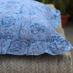 Vintage Indian Hand Block Printed Cotton Frill Bohemian <b>Square</b> Cushion Covers for Home Hotel Eco-Friendly Machine Washable - Product Image 6