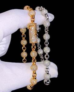 Bracelet chaîne à perles en argent sterling 925 personnalisé avec pavé de moissanite - Product Image 3