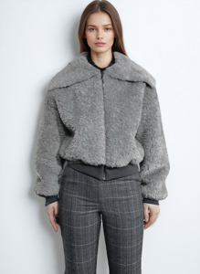Veste en fausse fourrure pour femme, col à revers surdimensionné, fermeture éclair, manteau chaud et moelleux pour l'hiver, streetwear, vêtements d'extérieur - Product Image 5
