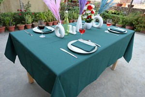 Light Luxury Custom Solid Color Rectangular Dining Table Cover 100% Cotton Fabric <b>Tablecloth</b> Stone Washed - Product Image 3