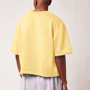 100% Cotton French Terry Heavyweight Cropped Boxy <b>Tshirt</b> for Men Custom Logo Plain Blank Breathable Loose Oversize T-shirts - Product Image 4