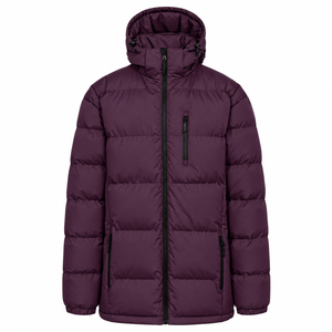 Solid Color Regular Fit <b>Men's</b> High Street Best Selling Stand Puffer Jacket Windproof Waterproof Reversible Zipper Closure Casual - Product Image 1