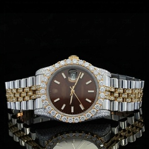 Reloj de Hombre de Lujo con Diseño Elegante, Movimiento de Cuarzo, Diamante Moissanite, Caja de Acero Inoxidable, Esfera Marrón, Cristal y Puntero - Product Image 2