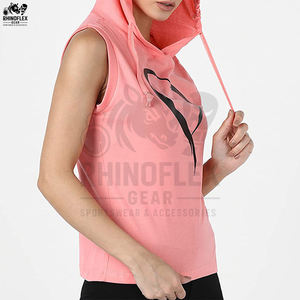 Débardeur à capuche pour femme, débardeur de sport à capuche sans manches, séchage rapide, 100% coton, fitness avec poches, débardeur à capuche - Product Image 2