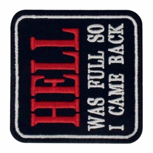 แผ่นปักลาย "<span class=keywords><strong>Hell</strong></span> Was Full So I Came Back" รูปทรงสี่เหลี่ยม สำหรับรีดติดผ้า - Product Image 2