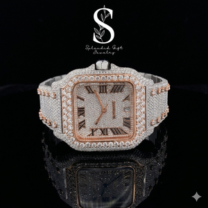 Fully Iced Out Moissanite Diamond Tester With Rose Gold Automatics Powers Hip Hop Casual <b>Men's</b> <b>Quartz</b> <b>Watch</b> - Product Image 1