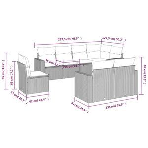 Ensemble de canapés de jardin modulaires en rotin PE noir, 8 pièces, meubles de jardin élégants et durables - Product Image 3