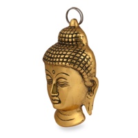 Décoration murale en aluminium oxydé, petit visage de Bouddha porte-bonheur, avec cordon, pour la décoration de la maison, salon, style traditionnel en métal