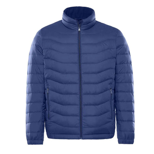 Veste matelassée à col montant pour homme, personnalisable, de haute qualité, couleur bleu uni, style zippé, isolée, pour l'extérieur - Product Image 1