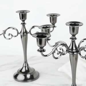 Candelabro de Metal Hecho a Mano con Soporte de Mesa Plateado, Dorado y Negro, de 1/3/5 Brazos, Elegante Decoración Navideña para el Hogar - Product Image 6