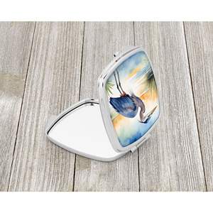 Blue Heron <b>Compact</b> Travel <b>Makeup</b> Mirror Folding Handheld Design with Day Fading Pattern Gift for Women and Girls - Product Image 2