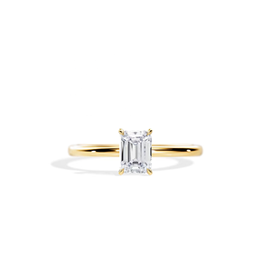 High Quality 1-Carat Lab-Grown Emerald Cut Diamond Classic Engagement Wedding <b>Ring</b> 14K Yellow Gold Prong Setting Direct Factory - Product Image 1