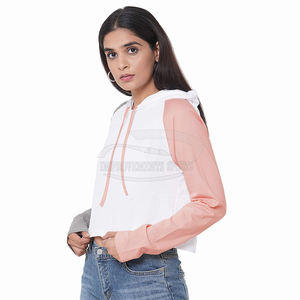 Venta al por mayor de manga larga de cuello redondo Crop Top Casual Solid Loose Fit Hoodie Classic Streetwear Top para las mujeres - Product Image 2