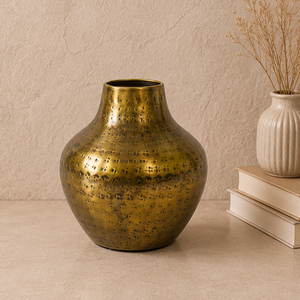 Vase à fleurs Matki antique en métal, finition martelée, vase de table décoratif, décoration de mariage, décoration intérieure, artisanat en fer, vente en gros OEM - Product Image 4