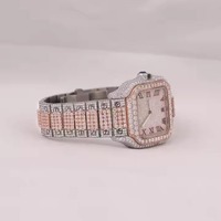 Montre mécanique pour homme entièrement sertie de moissanite, or blanc, personnalisée, avec diamants VVS en moissanite