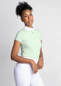 Chemise d'équitation de luxe pour femme, tissu doux, coupe flexible offrant confort, style et performance. Chemises d'équitation pour femme OEM. - Product Image 2