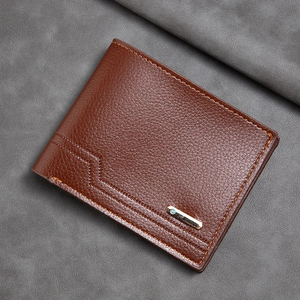 <b>Men</b> Genuine Leather Slim <b>Wallet</b> Fold Closure Minimalist Design <b>Black</b> Short Daily Use - Product Image 5