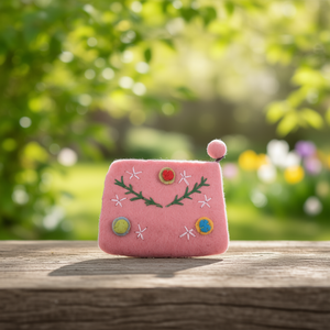 Flower and Leaf Felt <b>Bag</b> <b>Charms</b> Purse Enhancer with Intricate Design - Product Image 3