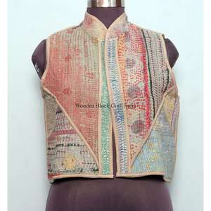 Gilet en coton tricoté vintage pour femme, style indien patchwork, multicolore, respirant, épaisseur standard, pour l'hiver - Product Image 6