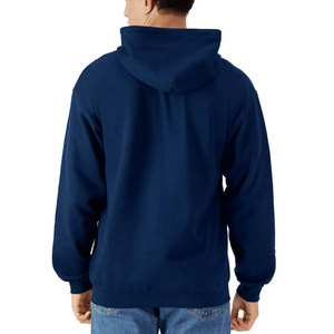 Sweat-shirt à capuche zippé bleu marine pour homme, coupe classique, en molleton tricoté, couleur unie, décontracté, écologique, polyester/coton, vêtements d'hiver - Product Image 3