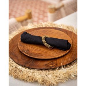 Assiette de présentation de luxe en bois et laiton, vente en gros, sous-assiette ronde vintage en bois pour mariage, événement, hôtel, plateaux décoratifs de table - Product Image 4