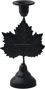 Premium Gold Maple Leaf <b>Candlestick</b> • Luxury Autumn Harvest Taper Holder - Product Image 6