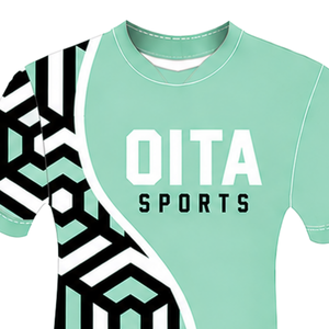 Mint Green <b>Black</b> <b>White</b> Geometric Rugby Jersey Short Sleeve Crew Neck Custom Breathable Training Athletic Team Sportswear - Product Image 3