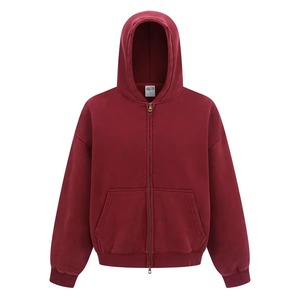 Sudadera con capucha para hombre, de peso pesado, con logotipo personalizado, lavado ácido, corte holgado extragrande, efecto descolorido por el sol, con bolsillo y cremallera, hombros caídos, fabricante - Product Image 3